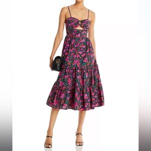 NWT AQUA Cotton Floral Print Cut Out Dress M